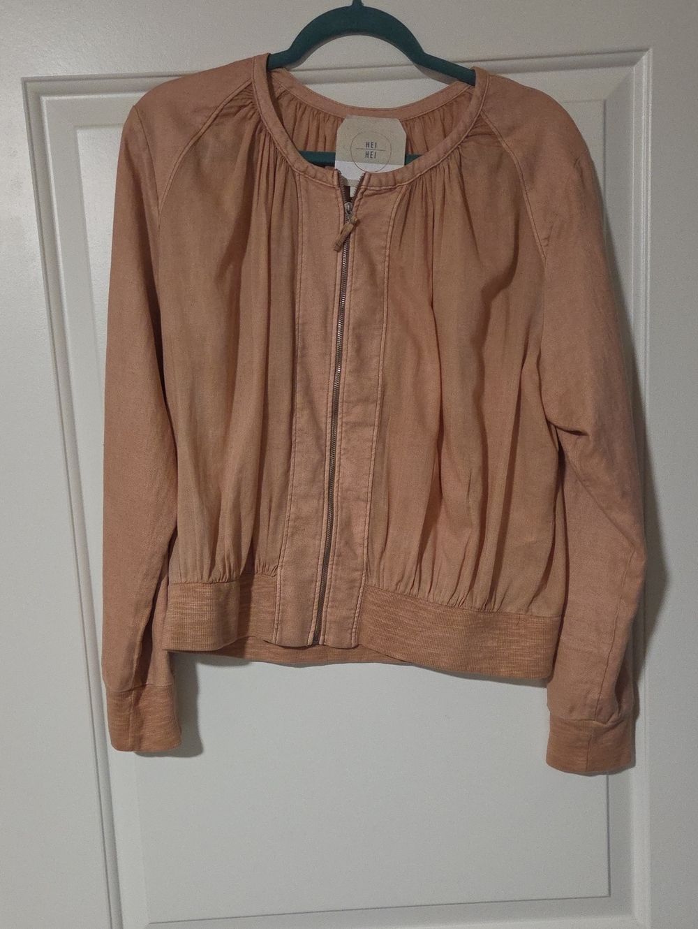 Hei Hei Peach Bomber Jacket - Lightweight Zip-Front Layer